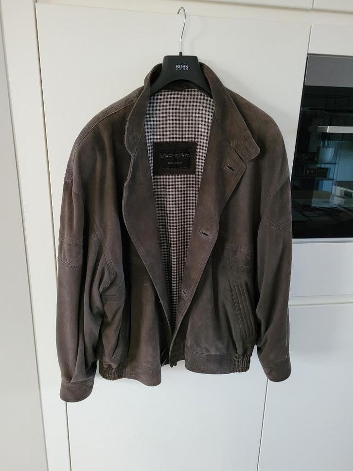 Jas in leder, Kleding | Heren, Jassen | Winter, Zo goed als nieuw, Maat 48/50 (M), Bruin, Ophalen