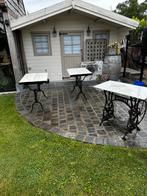 Buiten tafels met ijzeren poten, Tuin en Terras, Tuinstoelen, Ophalen of Verzenden, Zo goed als nieuw