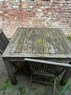 Table et chaises de jardin en bois à nettoyer, Tuin en Terras, Tuintafels, Gebruikt, Hout, Vierkant