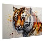 Tigre avec rouge et orange Peinture sur verre 105x70cm + Sus, Maison & Meubles, Envoi, Neuf