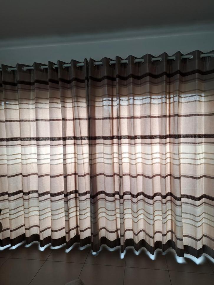 2 overgordijnen Palerme beige zie omschrijving, Huis en Inrichting, Stoffering | Gordijnen en Lamellen, Zo goed als nieuw, Beige