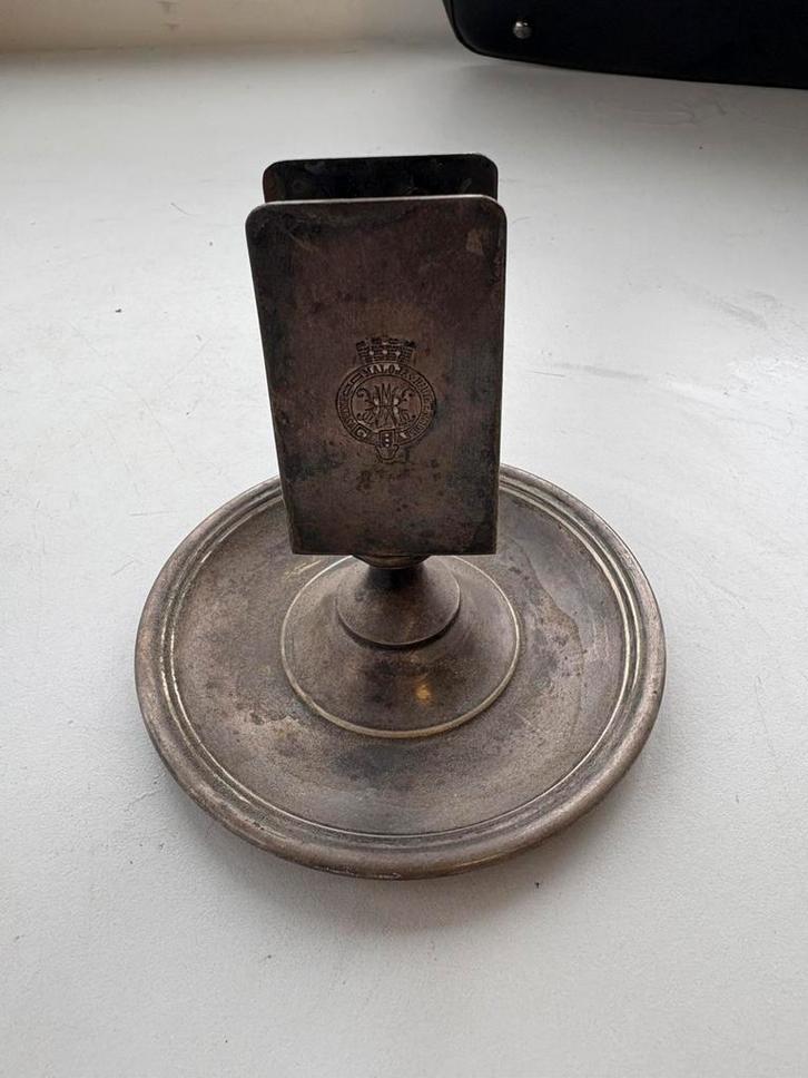 (M)Antieke menukaart-tafelkaart houder, Gebr. Hepp Pforzheim, Antiek en Kunst, Antiek | Tin, Verzenden