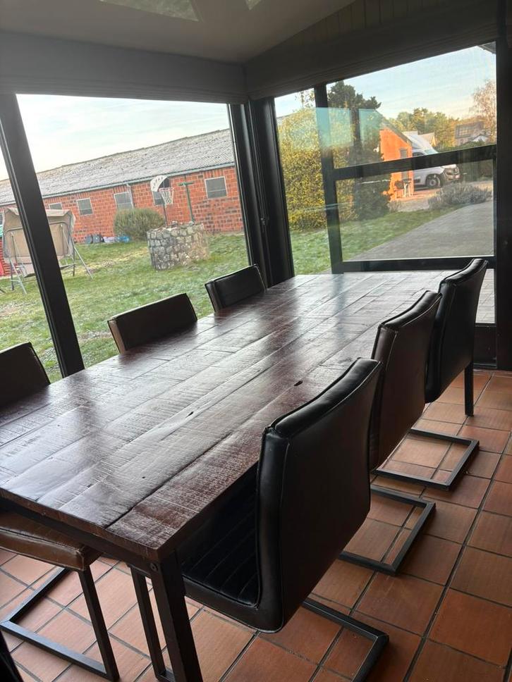 Compleet industrieel meubelset – kwaliteitsmerk, Huis en Inrichting, Tafels | Eettafels, Eikenhout, Metaal, Ophalen