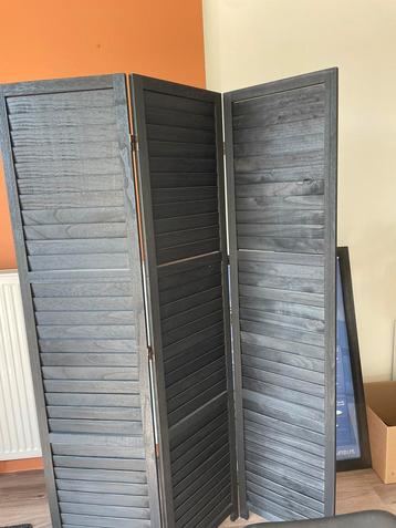 Zwarte houten paravent, Huis en Inrichting, Woonaccessoires | Kamerschermen, Ophalen