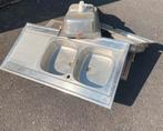 Évier cuisine double bac - inox, Doe-het-zelf en Bouw, Sanitair, Ophalen, Gebruikt