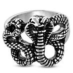 Bague biker serpent Cobra en acier inoxydable - 25 mm, Enlèvement ou Envoi, Neuf, Fer ou Acier, Femme ou Homme