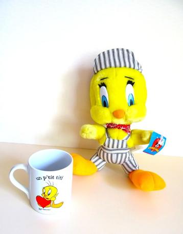 Zeldzame knuffel Tweety 1998, en mok Tweety en Sylvester beschikbaar voor biedingen