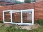 Dubbele glas pvc raam 310x134 cm, Ophalen, 120 tot 160 cm, Glasplaat, Dubbelglas