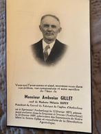 Ambroise GILLET x Melanie DUFEY 1875 Sprimont 1959 Orreux, Verzamelen, Bidprentjes en Rouwkaarten, Ophalen of Verzenden, Bidprentje
