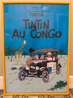 Affiche Tintin au Congo encadrée 72/52, Verzamelen, Ophalen, Zo goed als nieuw