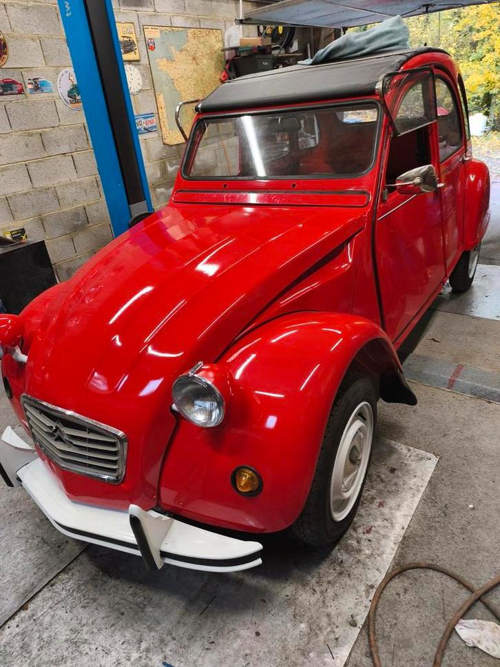 Citroën 2CV, Auto's, Oldtimers, Particulier, Citroën, Benzine, 4 deurs, Rood, Blauw, Stof, Voorwielaandrijving, Ophalen