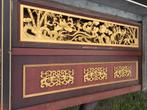 Oude Chinese wandpanelen houtsnijwerk bed hoofdeinde, Antiek en Kunst, Ophalen