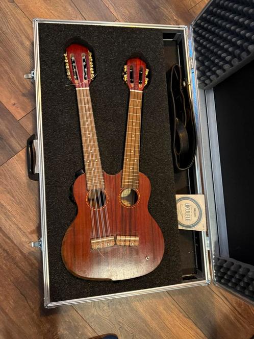 Ukelele 8-string Doubleneck semi-akoestisch incl. Flightcase, Muziek en Instrumenten, Snaarinstrumenten | Overige, Ukelele, Ophalen