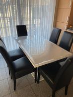 Uitschuifbare tafel en 6 stoelen, Huis en Inrichting, Ophalen, Zo goed als nieuw