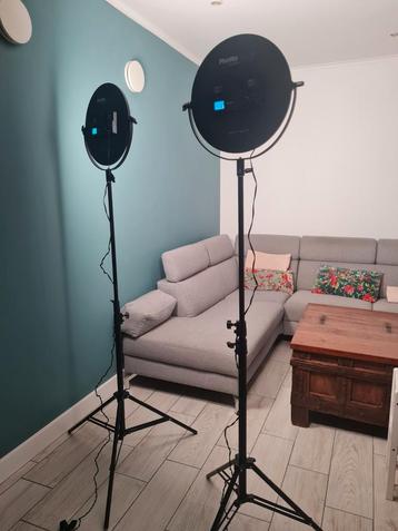 studioverlichting 2 led lampen met statief in tas beschikbaar voor biedingen