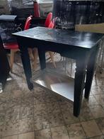 Zwarte bijzettafel / werktafel met inox legplank – 80x40, Ophalen, Gebruikt, Meubilair