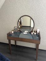 make-up tafel met ronde spiegel landelijke stijl, Ophalen, Zo goed als nieuw, Hout