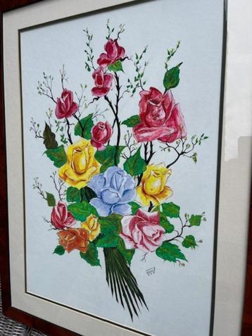 Kader met handgetekende tekening van bloemen beschikbaar voor biedingen