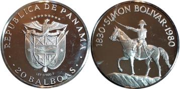 Uitzonderlijk grote munt Panama 1980 20 balboas beschikbaar voor biedingen
