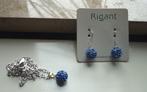 Set ketting hanger en oorbellen bol Strass Blauw Shamballa, Handtassen en Accessoires, Kettingen, Ophalen of Verzenden, Blauw