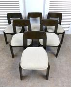 Mooie set van 6 brutalist stoelen en uitschuifbare eettafel, Ophalen, Gebruikt, Retro vintage midcentury, 4 tot 6 stoelen