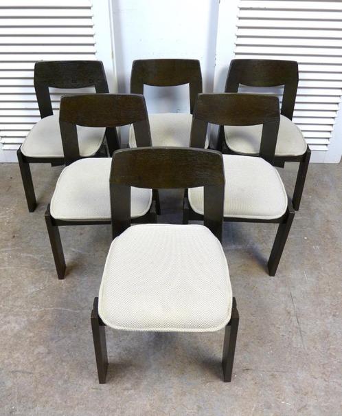 Mooie set van 6 brutalist stoelen en uitschuifbare eettafel, Huis en Inrichting, Complete eetkamers, Gebruikt, 4 tot 6 stoelen
