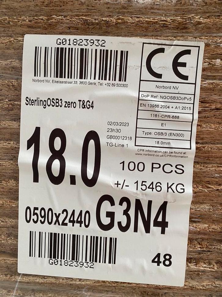OSB3  Sterling TG4, Doe-het-zelf en Bouw, Platen en Panelen, Nieuw, Hout, Minder dan 20 mm, Ophalen