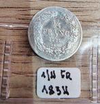 ¼ franc - Léopold Ier tête laurée 1834, Ophalen of Verzenden