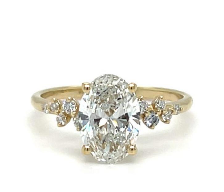 Gouden ring 14K - diamant 2.02ct + certificaat, Handtassen en Accessoires, Ringen, Nieuw, Dame, Goud, Goud, Met edelsteen, Ophalen