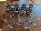 Theetassen: set van 7 met onderstel en 5 glazen tassen, Huis en Inrichting, Ophalen, Gebruikt, Glas, Kop(pen) en/of Schotel(s)