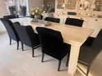 Steigerhouten witte eettafel met zwarte stoelen, Huis en Inrichting, Ophalen, Gebruikt