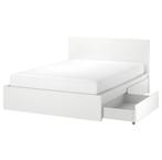 Tweepersoonsbed ikea - MALM 140x200, Maison & Meubles, Enlèvement, 200 cm, Blanc, Deux personnes
