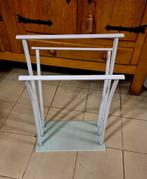Porte-serviettes sur pied Evideco avec base en verre trempé, Maison & Meubles, Comme neuf, Blanc, Porte-serviettes