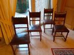 6 antieke eiken stoelen bekleed met leder., Ophalen