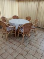 Rieten tuinset met 6 stoelen, Ophalen, Zo goed als nieuw