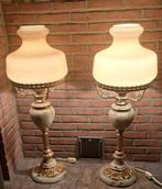 2 prachtige vintage Tafellamp, onyx ,marmer, messing, Ophalen