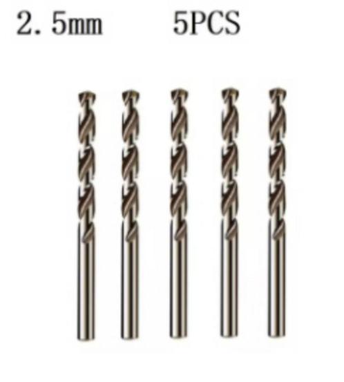 5 Stuks Hss M35 Boor voor Metaal Staal IJzer - - 2,5 mm - -, Hobby en Vrije tijd, Overige Hobby en Vrije tijd, Ophalen of Verzenden