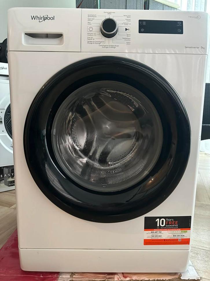 Whirlpool wasmachine 9kg, Elektronische apparatuur, Wasmachines, Gebruikt, Voorlader, 8 tot 10 kg, 85 tot 90 cm, 1200 tot 1600 toeren