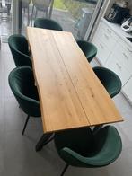 Table 90x200 en chêne naturel + 6 chaises, Enlèvement, Utilisé, 4 à 6 chaises
