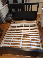 Ikea Hemnes Tweepersoonsbed + Matras (twijfelaar), Huis en Inrichting, Ophalen, Gebruikt, Zwart, Tweepersoons