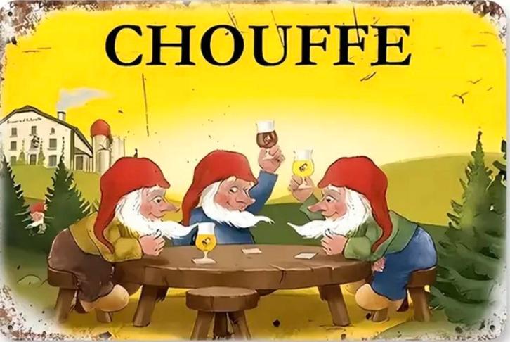 Panneau pub en métal La Chouffe 7 - rétro vintage mancave, Collections, Marques de bière, Neuf, Panneau, Plaque ou Plaquette publicitaire