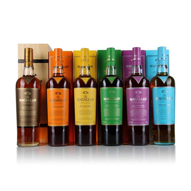 Macallan Edition 1-6 met Wooden Box, Verzamelen, Wijnen, Zo goed als nieuw, Ophalen of Verzenden