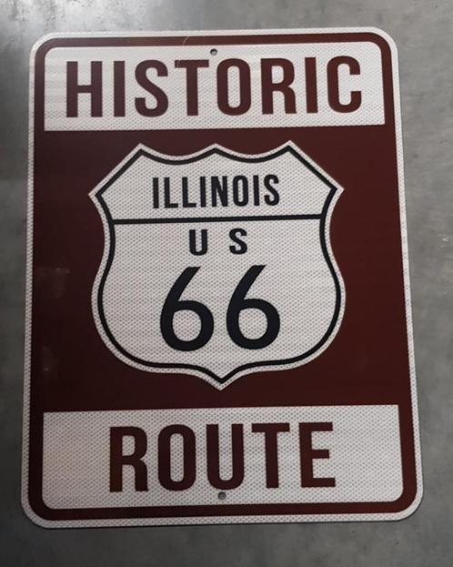 Historic route US 66 illinois zwaar metalen decoratie bord, Verzamelen, Merken en Reclamevoorwerpen, Gebruikt, Reclamebord, Ophalen of Verzenden