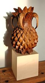 Vase en forme d'ananas Sculpture/vase sculpté en bois., Enlèvement ou Envoi