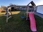 Schommel met houten huisje en schuifaf, Kinderen en Baby's, Speelgoed | Buiten | Speeltoestellen, Ophalen, Gebruikt, Schommel