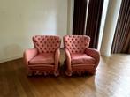 Paar roze satijnen fauteuils ITALIË circa 1940, Ophalen