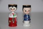 Vintage korean kokeshi 2 houten eierdopjes 1960-1970, Antiek en Kunst, Ophalen of Verzenden