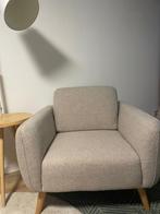 Fauteuil scandinave en tissu beige et bois clair, 75 à 100 cm, Comme neuf, Enlèvement, Scandinave