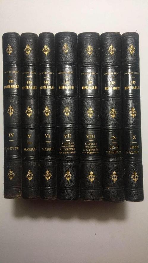Première édition Les Misérables 1862 in 8 brochés cuir Bruxe, Boeken, Romans, Ophalen of Verzenden