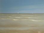 peinture à l'huile Côte belge de la mer du Nord (60x80cm), Enlèvement ou Envoi